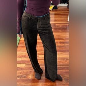 Emporio Armani Chocolate Brown Velvet Wide Trousers